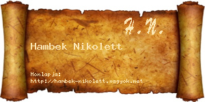 Hambek Nikolett névjegykártya
